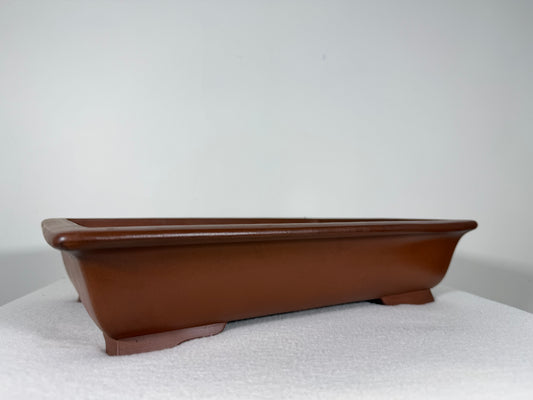 Preowned Japanese Tokoname Rectangular Unglazed Bonsai Pot - 13.25” By 9.25”