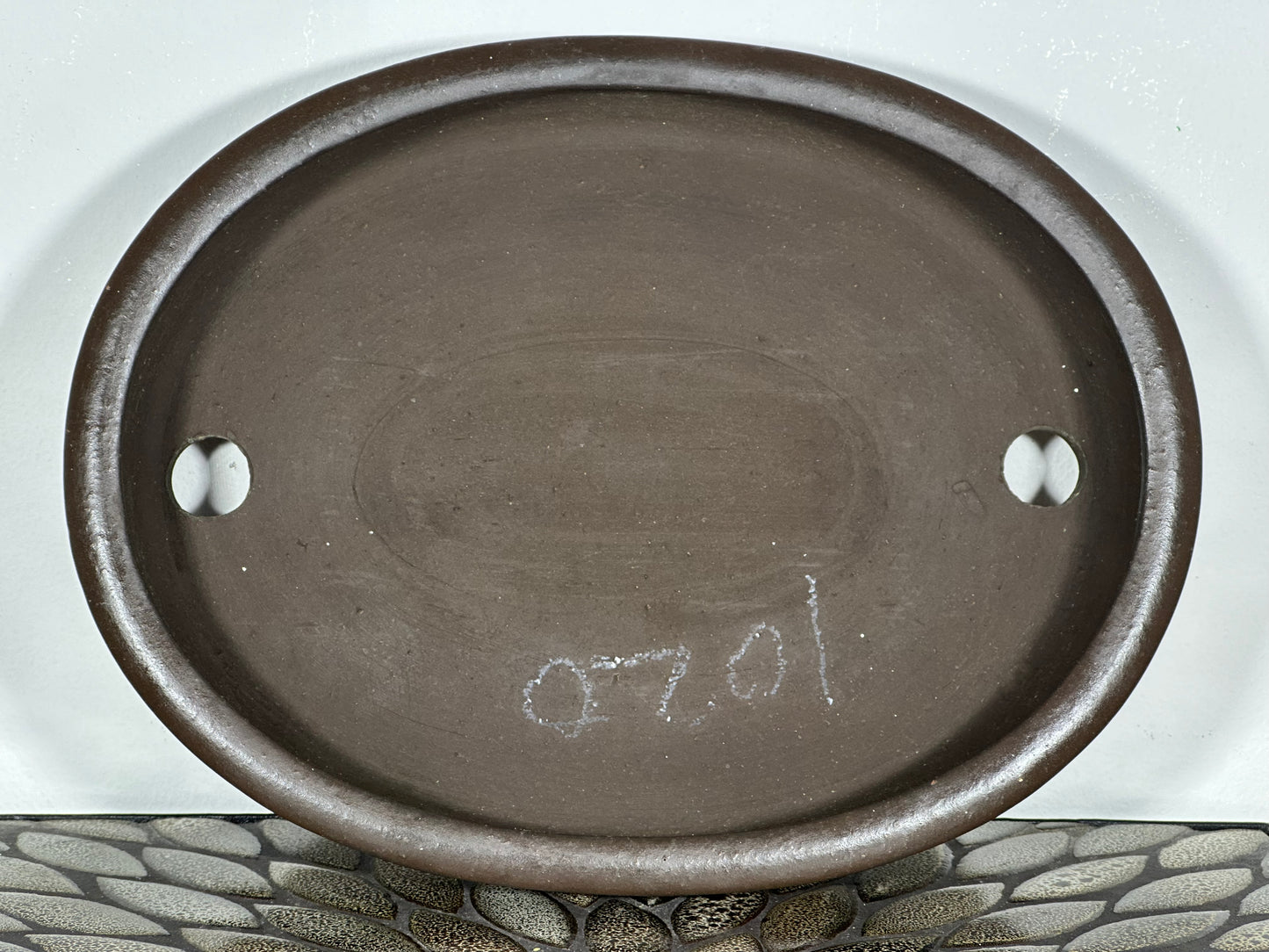 Preowned Japanese Tokoname Oval Bonsai Pot Yamaaki - 12.5” By 9.5”