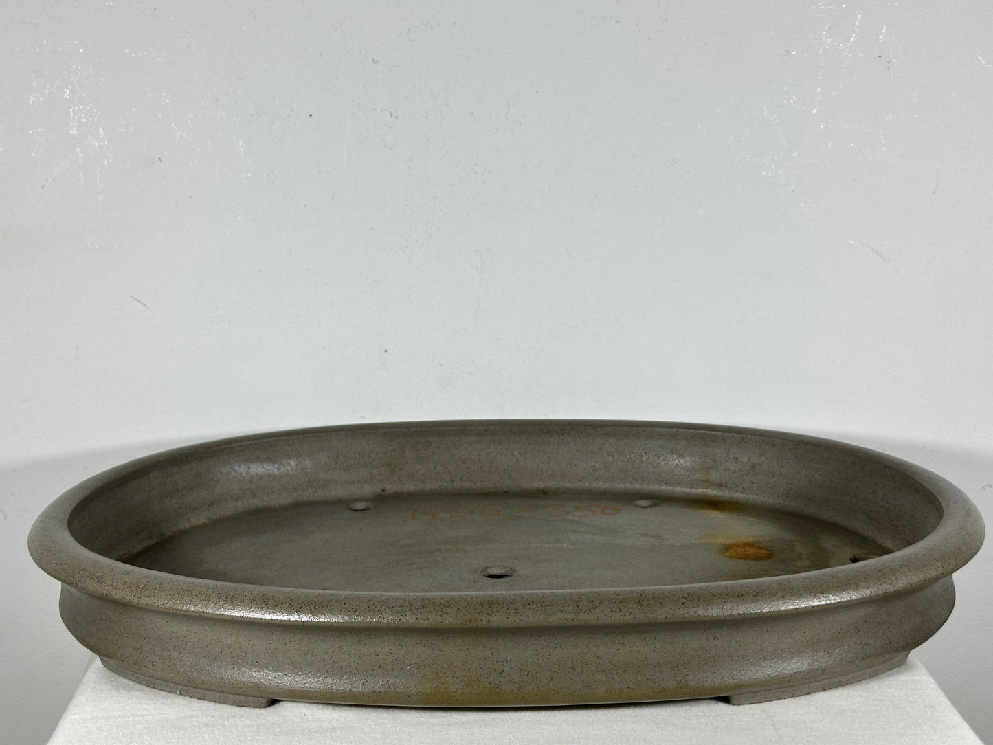 Preowned Japanese Tokoname Unglazed Oval Shallow Bonsai Pot Seizan - 20.5” By 14.75”