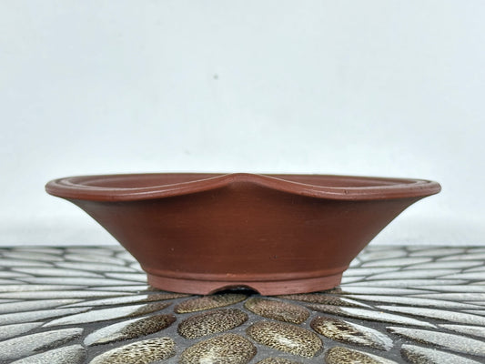 New Japanese Tokoname Unglazed Round Bonsai Pot Bigei - 7 1/8” By 1 7/8”