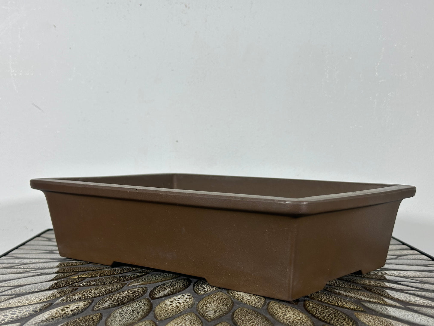 Preowned Japanese Tokoname Rectangular Unglazed Bonsai Pot Kaiyou - 11.25” By 8”