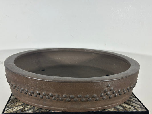 Preowned Japanese Tokoname Drum Style Bonsai Pot Reiho - 18.5” By 3.75”