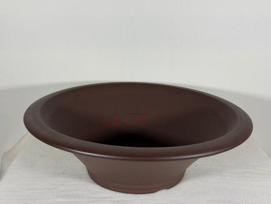 New Japanese Tokoname Unglazed Round Bonsai Pot Yamaaki - 12.75” By 4”