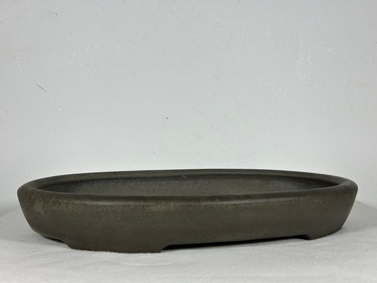 Preowned Japanese Tokoname Unglazed Shallow Oval Bonsai Pot Seizan - 12.75” By 9”