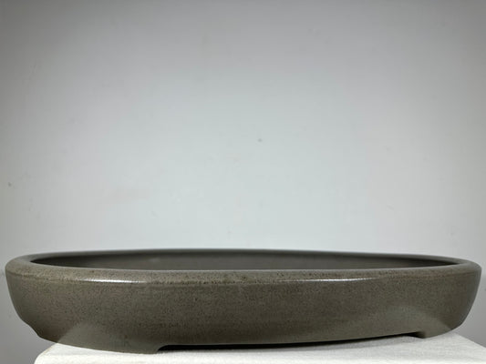 Preowned Japanese Tokoname Unglazed Oval Shallow Bonsai Pot Seizan - 25.25” By 18.25”