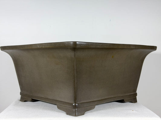 Preowned Japanese Tokoname Unglazed Square High Quality Bonsai Pot Gyouzan Nakano - 15.25” By 7.5”