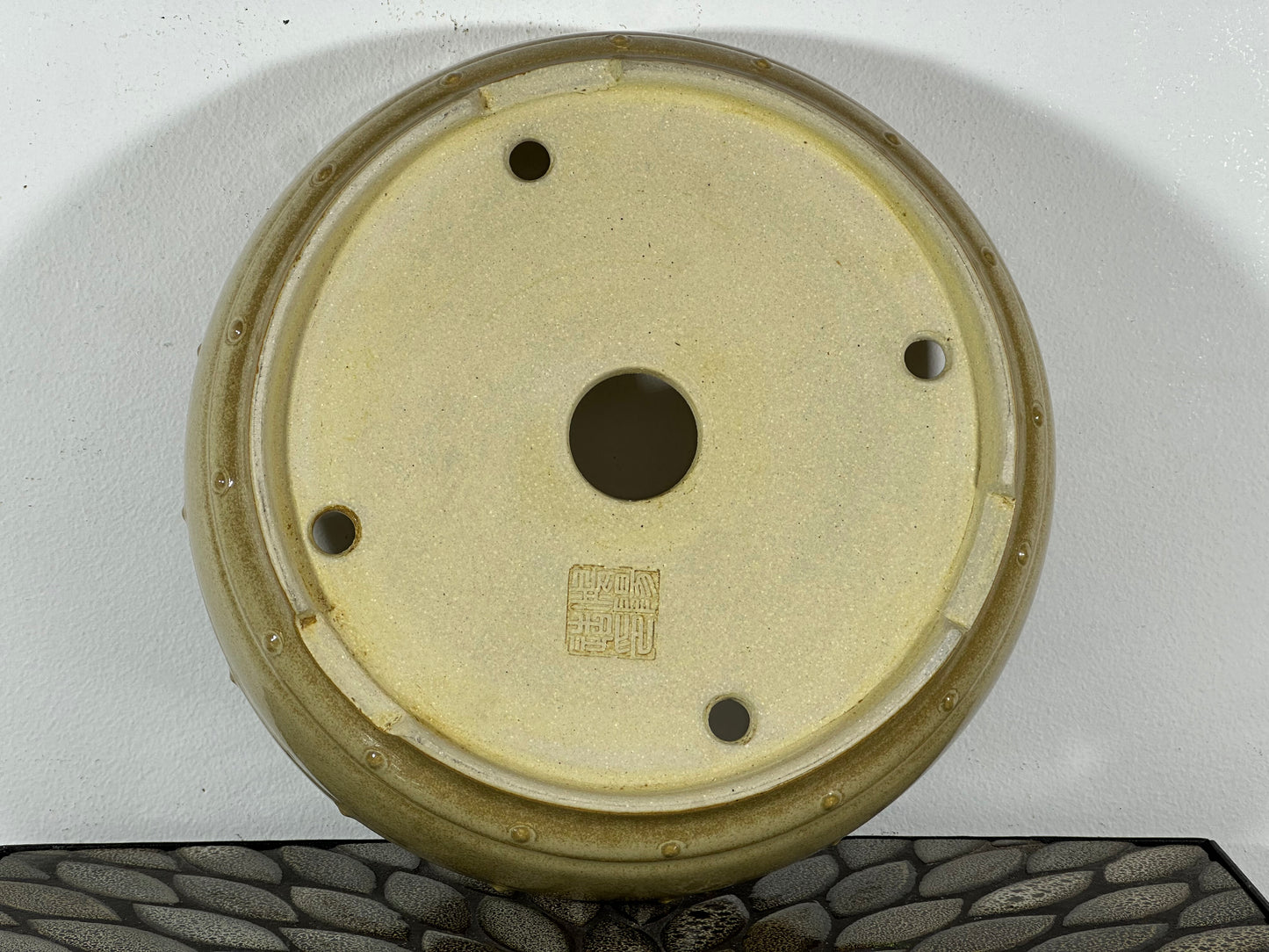 New Japanese Tokoname Glazed Drum Style Bonsai Pot Koyo - 10.5” By 2.7”