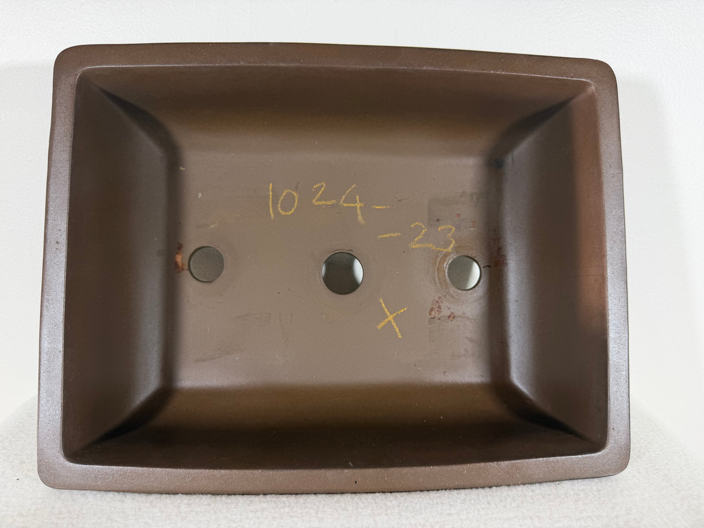 Preowned Japanese Tokoname Unglazed Rectangular Bonsai Pot Sankyou - 12.25” By 9.5”