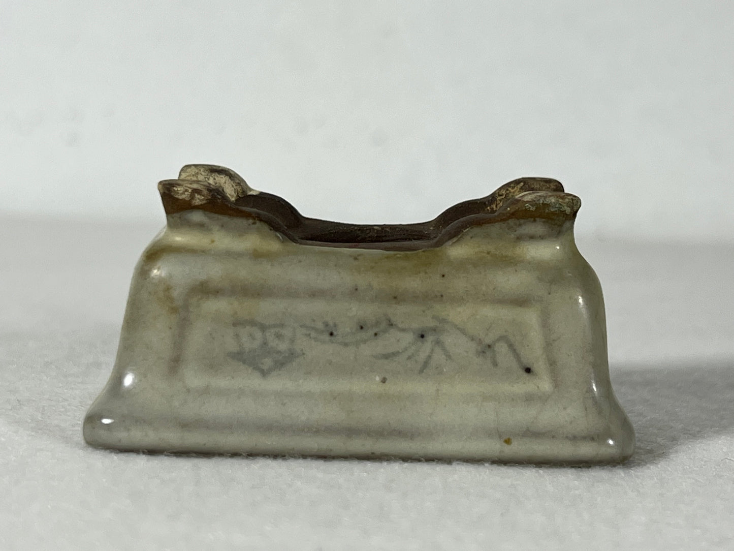 Preowned Japanese Tokoname Rectangular Bonsai Pot Tosui - 2.25” By 1.75”