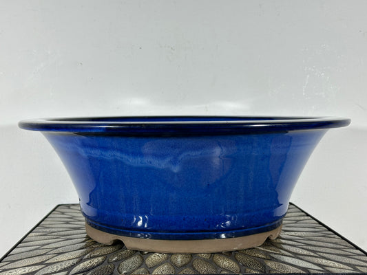 Preowned Japanese Tokoname Glazed Round Bonsai Pot - 16 5/8” By 6”