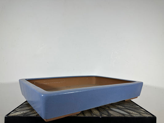 Preowned Japanese Tokoname Glazed Rectangular Bonsai Pot Youzan - 17.75” By 13”