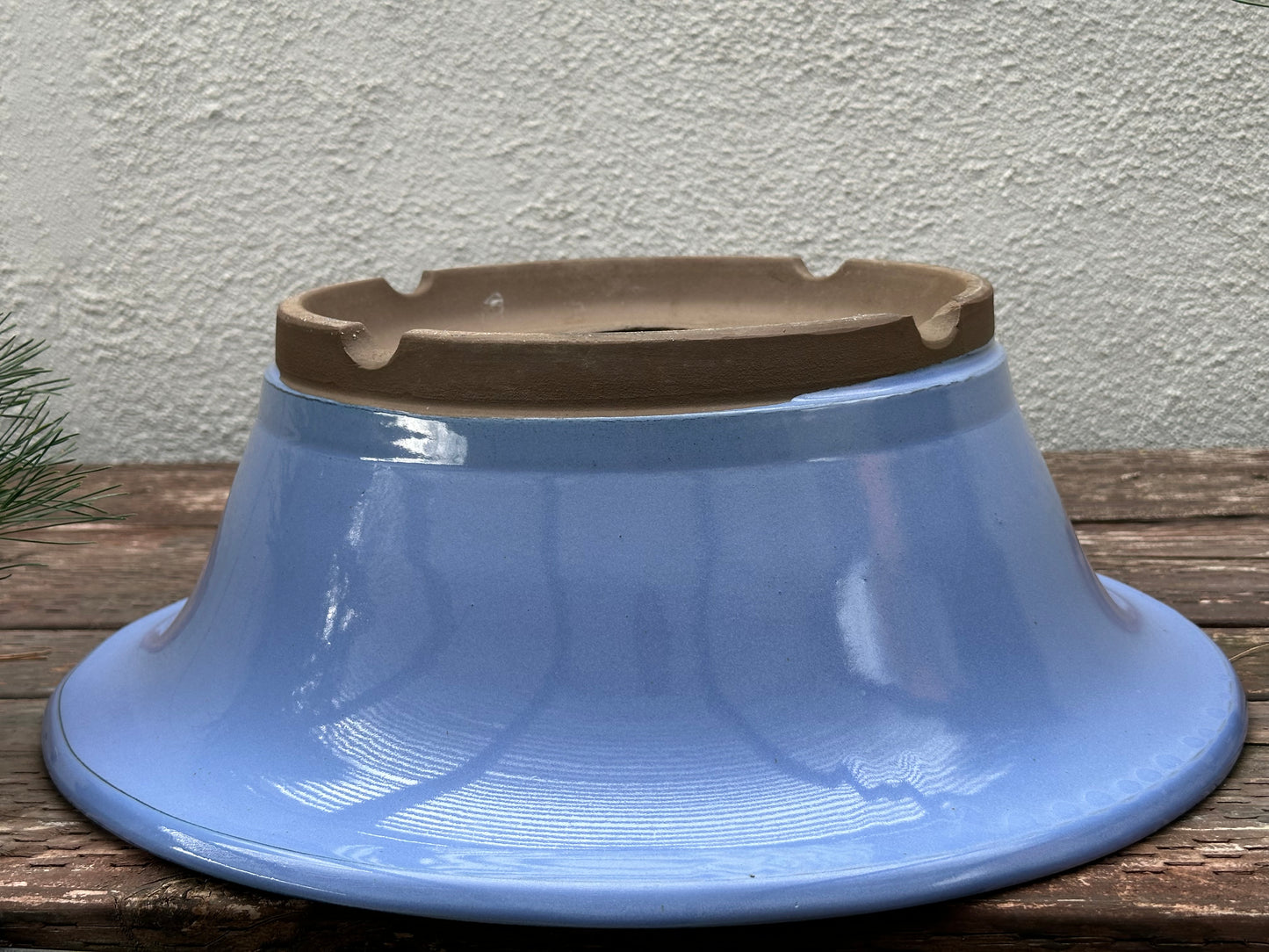 Preowned Japanese Tokoname Glazed Round Bonsai Pot - 18 1/8” By 6.25”