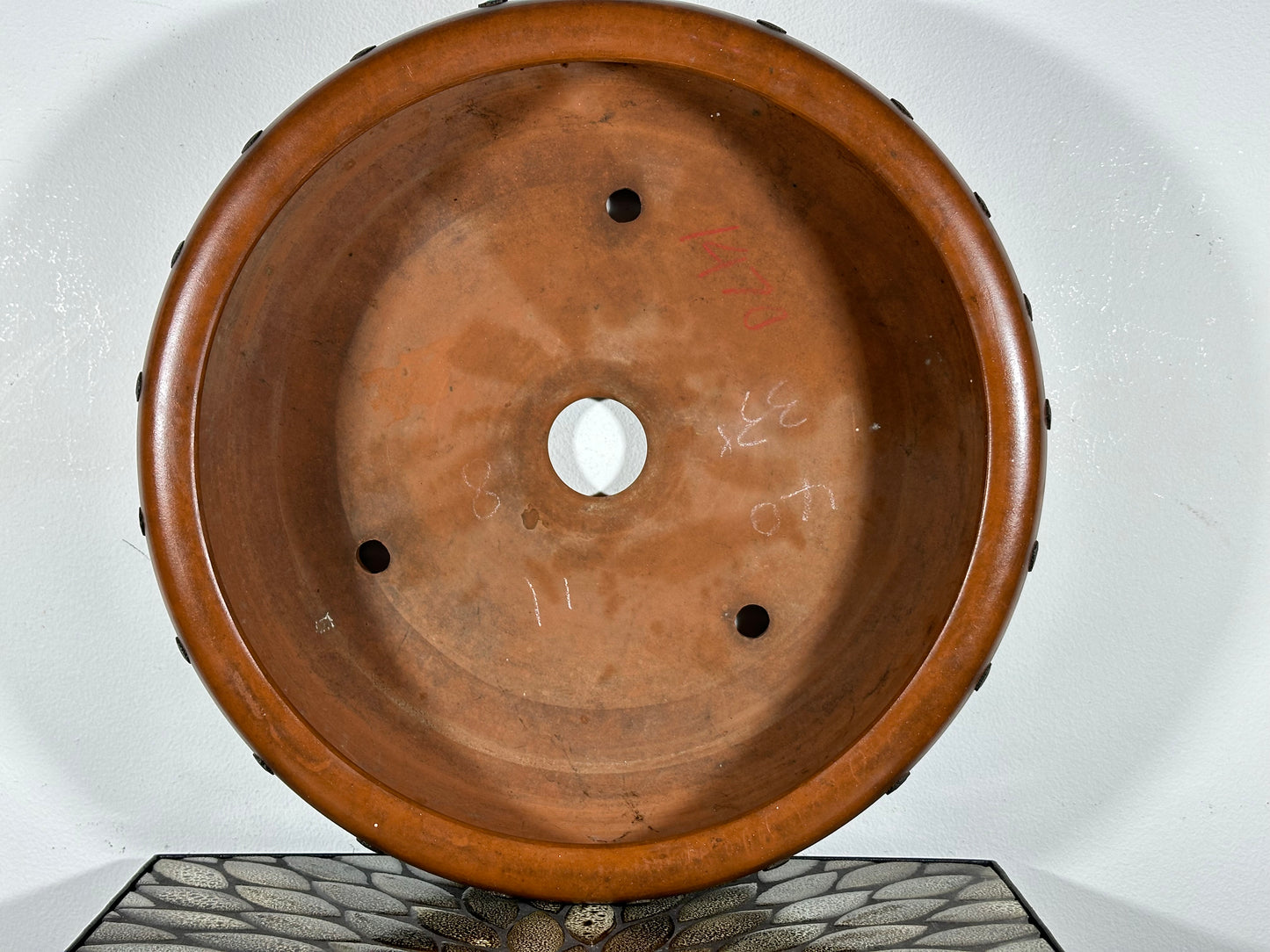 Preowned Japanese Tokoname Drum Style Bonsai Pot - 15.5” By 425”
