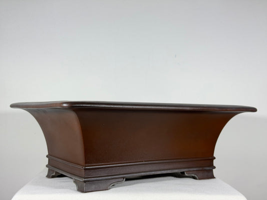 Preowned Japanese Tokoname Unglazed Rectangular High Quality Bonsai Pot Senkouen - 18.5” By 13.5”
