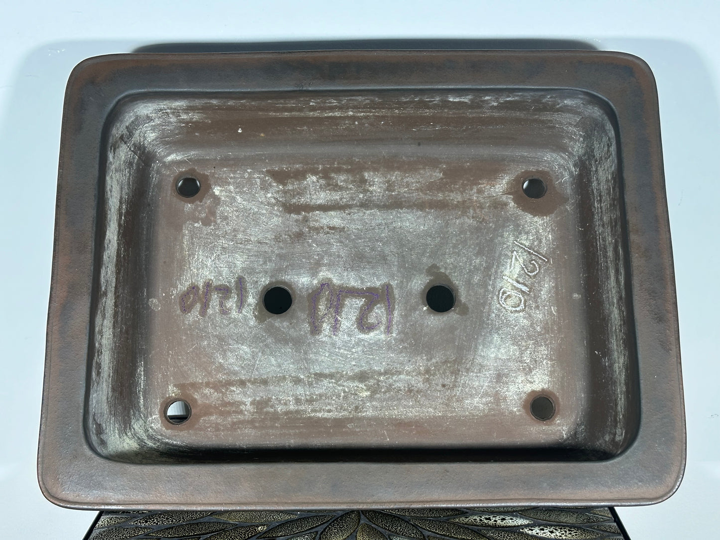 Preowned Japanese Tokoname Unglazed Rectangular Bonsai Pot Syukouzan - 19.5” By 15”