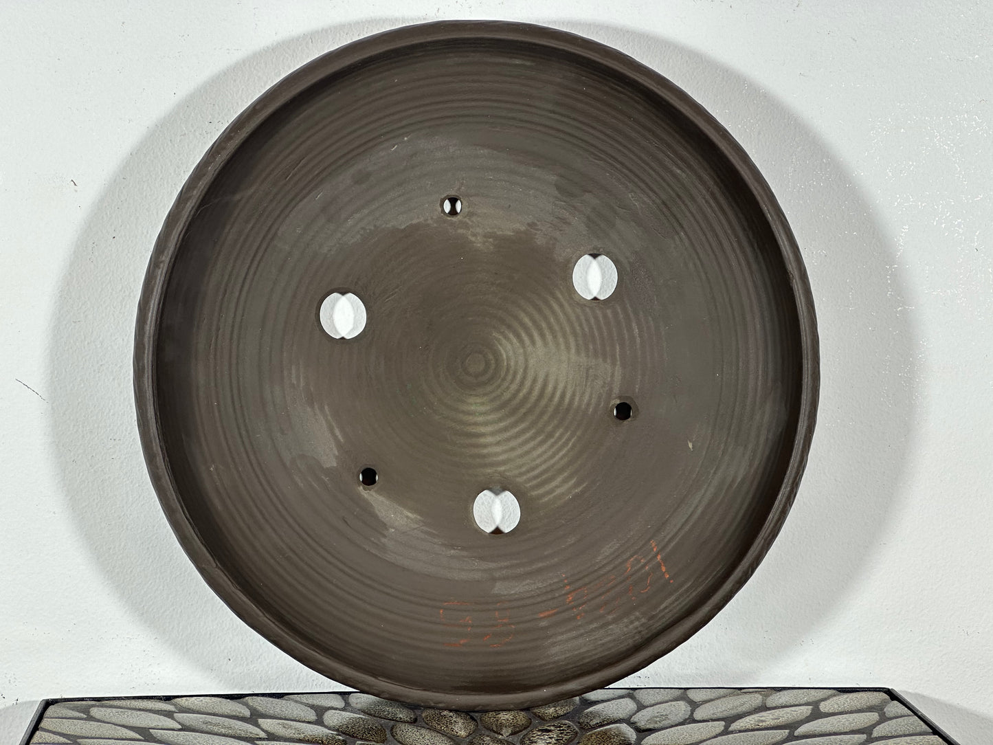 Preowned Japanese Tokoname Unglazed Round Bonsai Pot - 12.5” By 2.25”