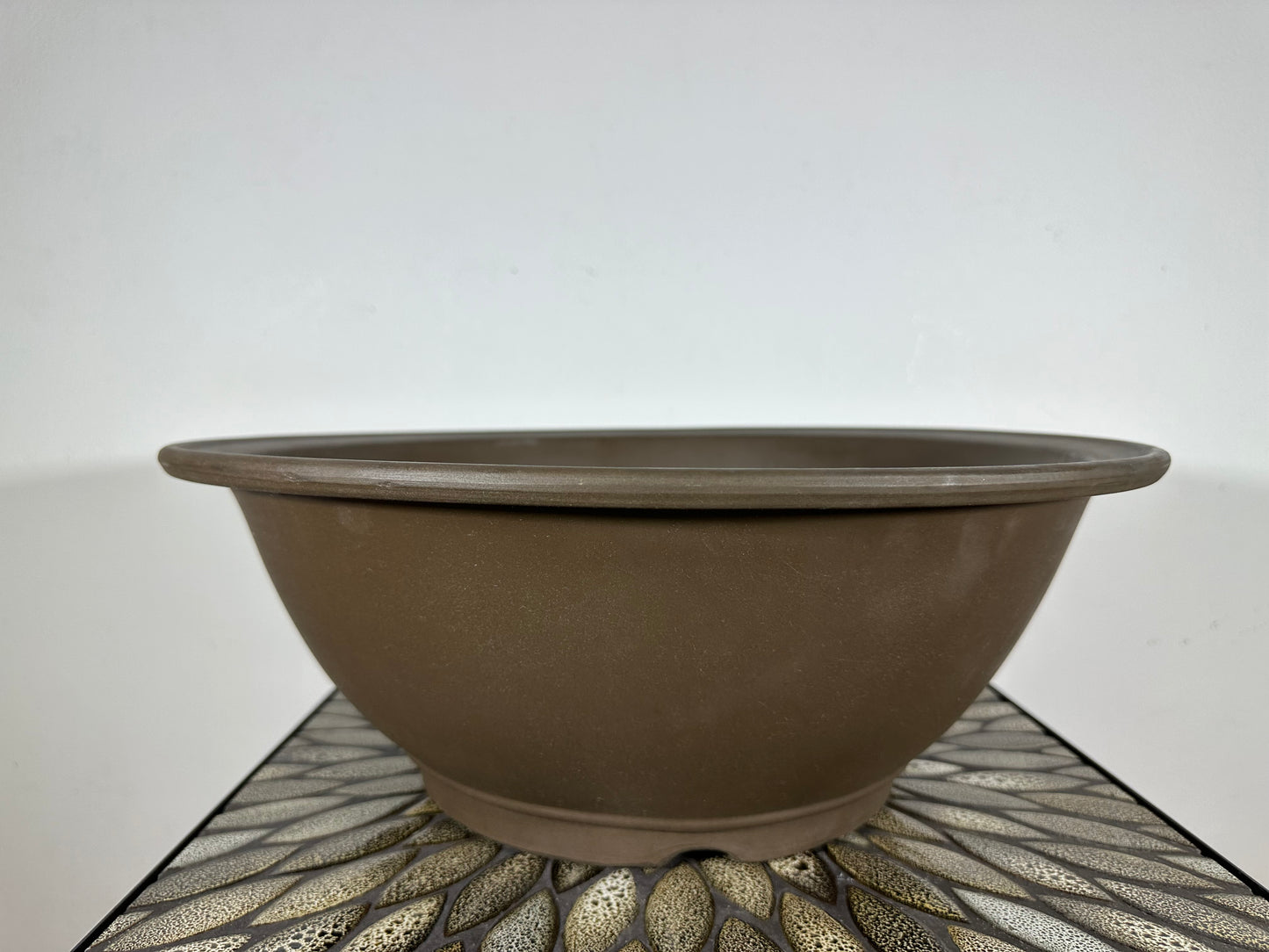 Preowned Japanese Tokoname Unglazed Round Bonsai Pot - 16.5” By 6”