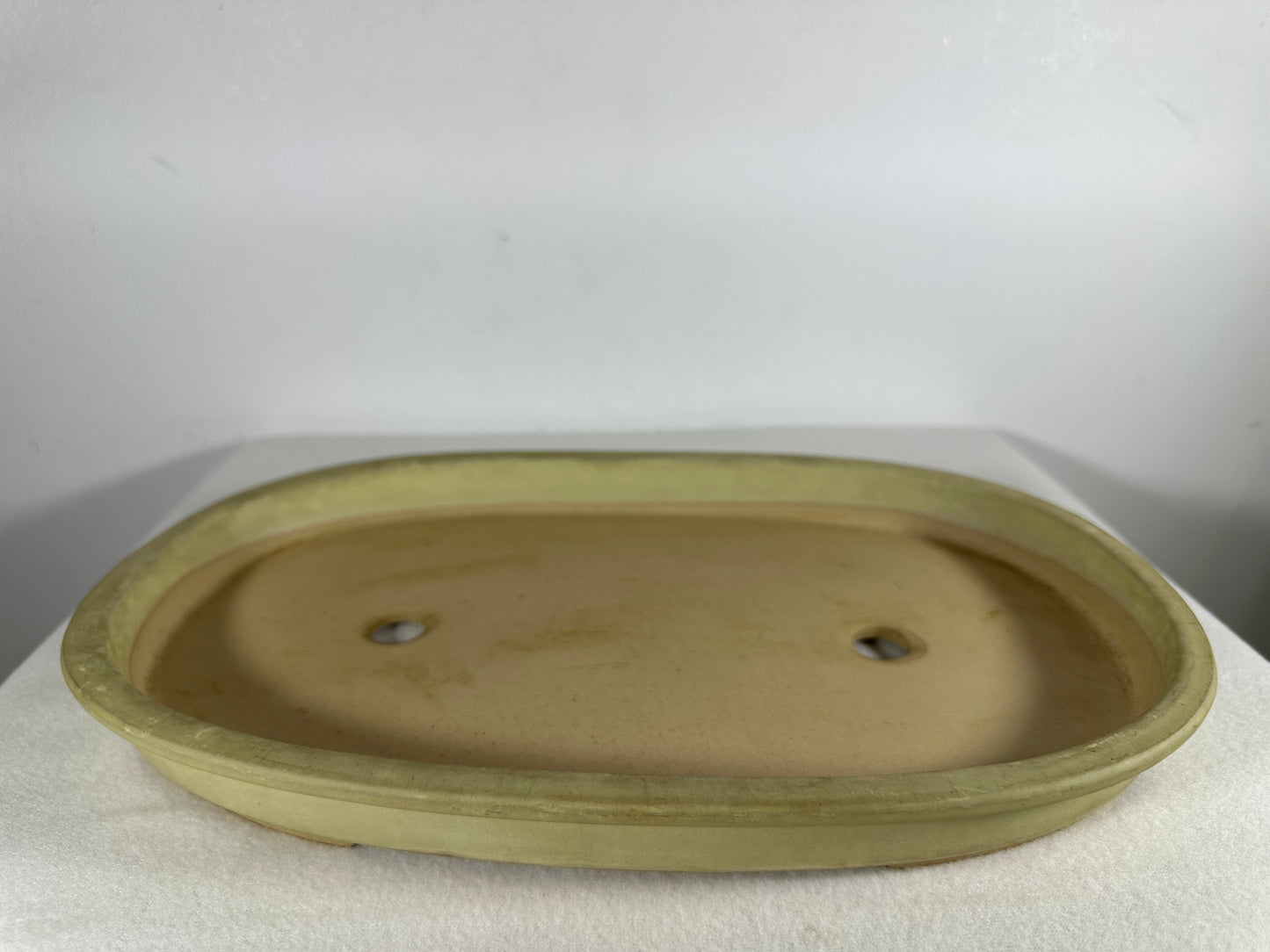 Preowned Japanese Glazed Oval Shallow Bonsai Pot - 13.25” By 8.5”