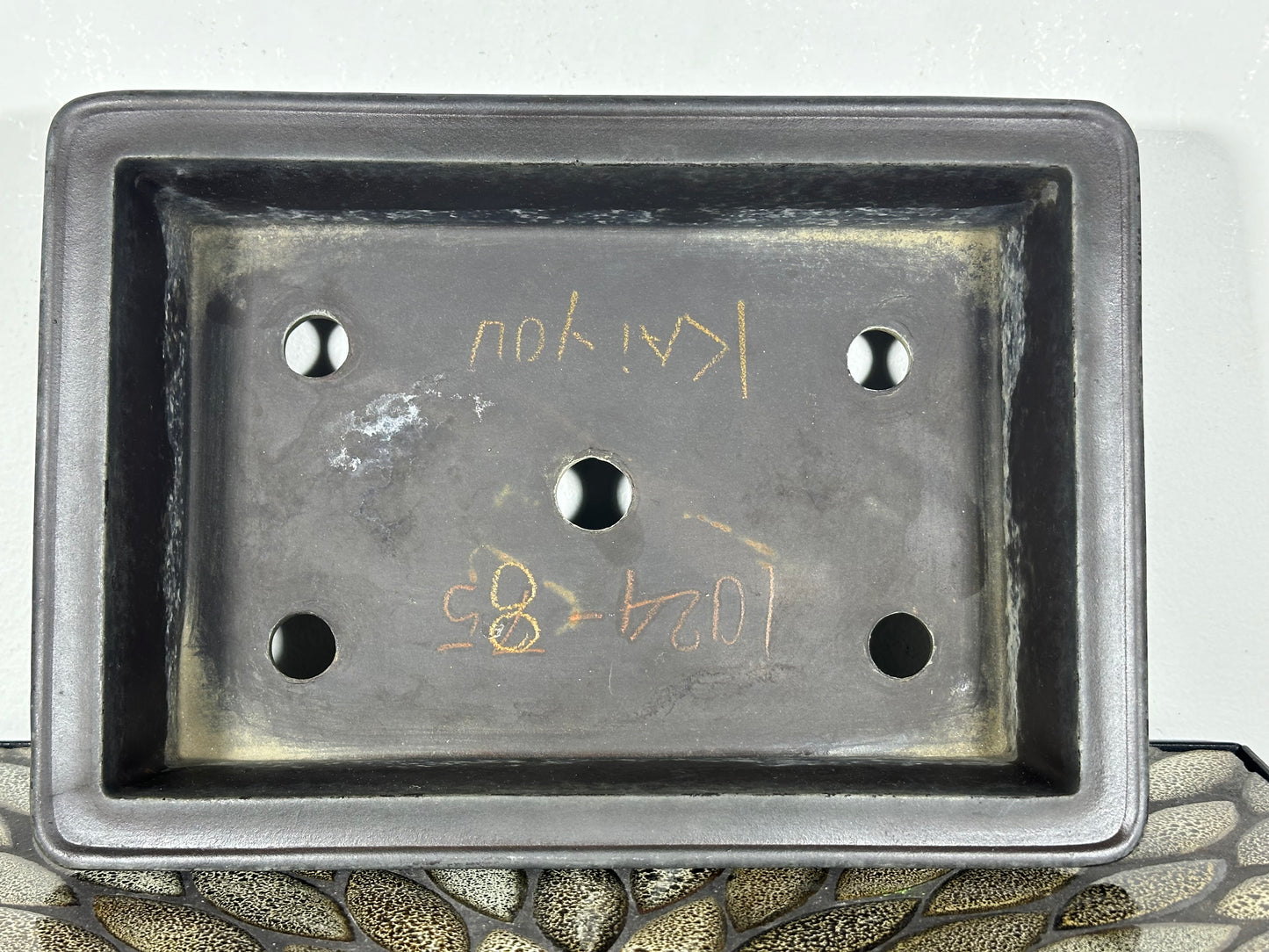 Preowned Japanese Tokoname Unglazed Rectangular Bonsai Pot Kaiyou - 11.25” By 8”