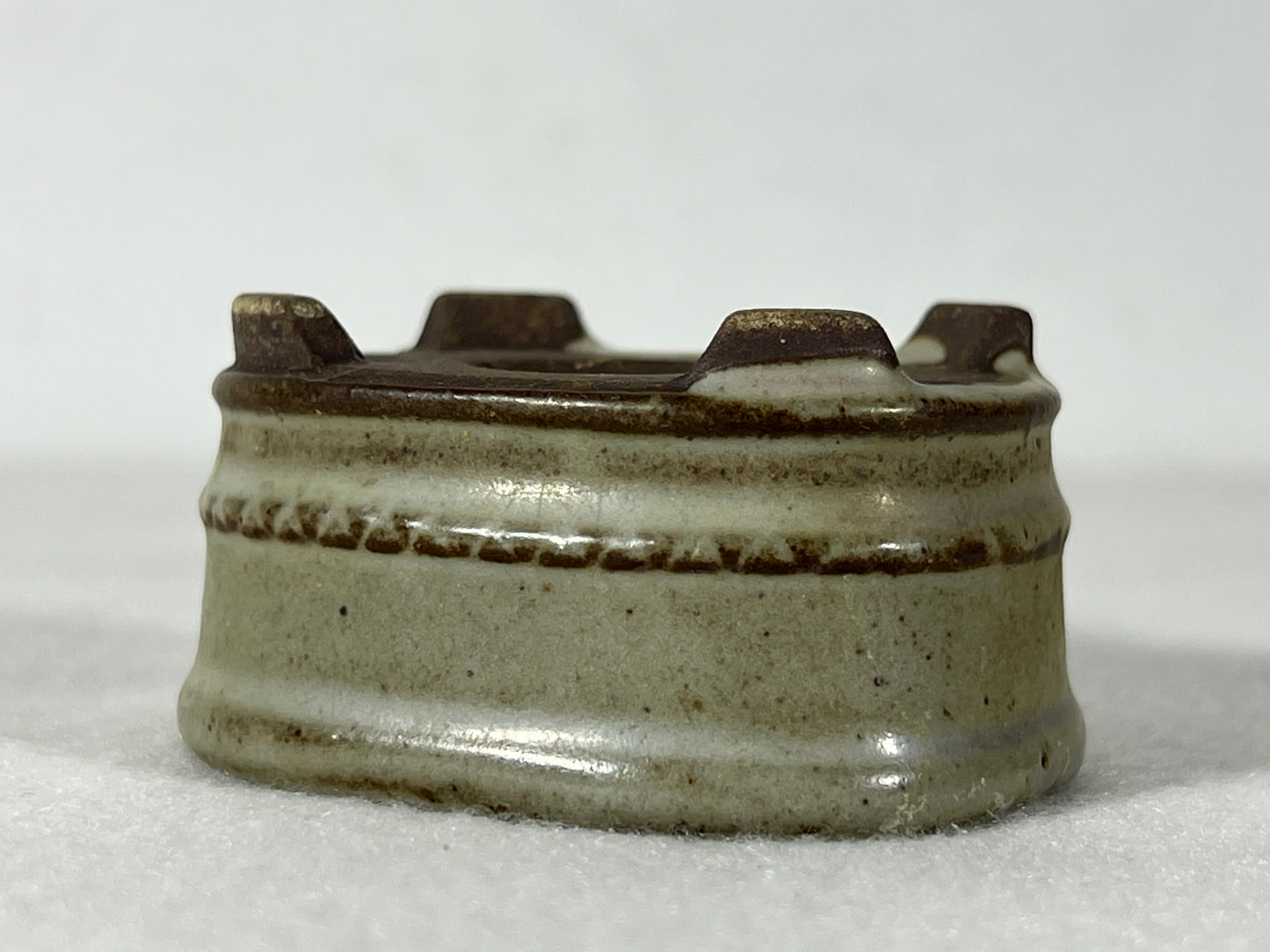 Preowned Japanese Tokoname Rectangular Bonsai Pot Tosui - 2 1/8” By 1.75”