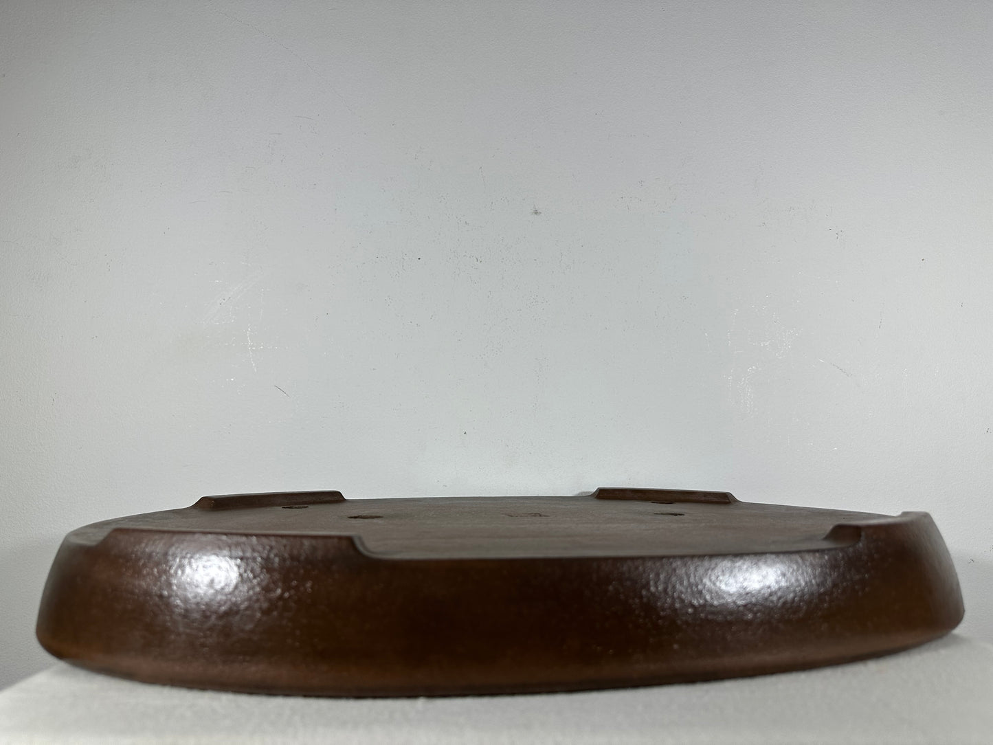 Preowned Japanese Tokoname Unglazed Oval Shallow Bonsai Pot Seizan - 20.5” By 14.5”