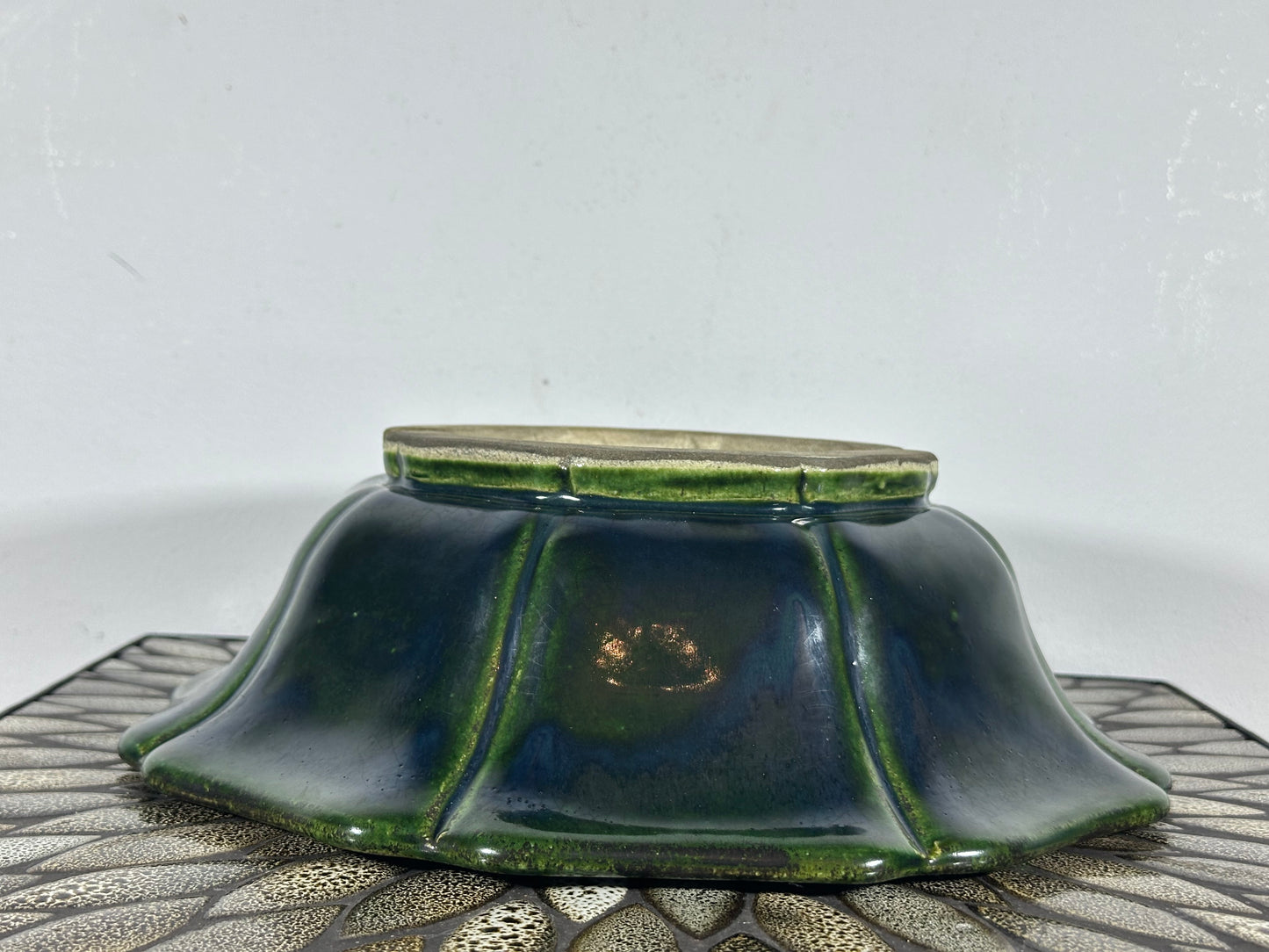 New Japanese Tokoname Glazed Bonsai Pot Rinka Style Mazan Terahata - 12” By 11.25”
