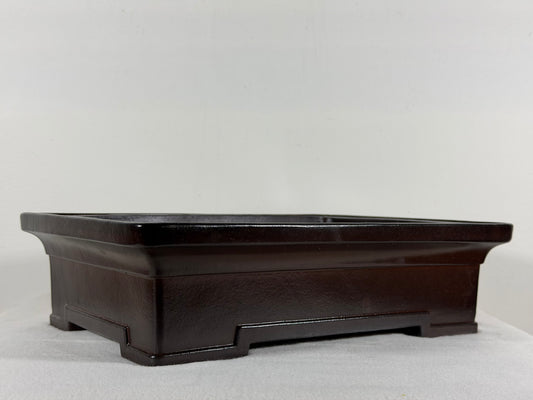 Preowned Japanese Tokoname Unglazed Rectangular Bonsai Pot Yamaaki - 12.5” By 9”