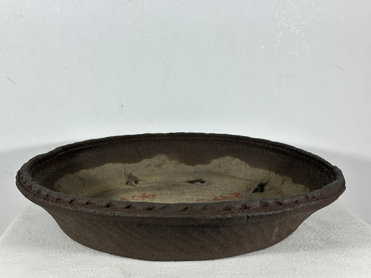 Preowned Japanese Tokoname Unglazed Nanban Round Bonsai Pot Ryugaku - 14.5” By 2.75”