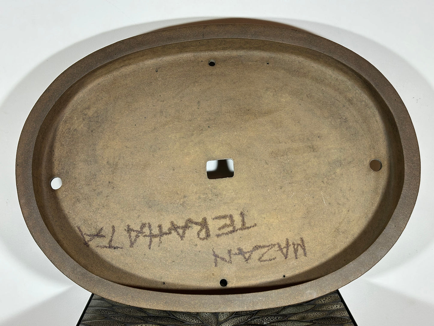 Preowned Vintage Japanese Tokoname Oval Bonsai Pot Mazan Terahata - 24” By 17.5”