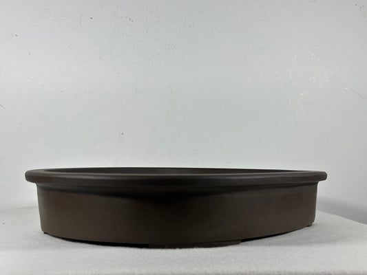 Preowned Japanese Tokoname Unglazed Shallow Oval Bonsai Pot - 13.5” By 10”