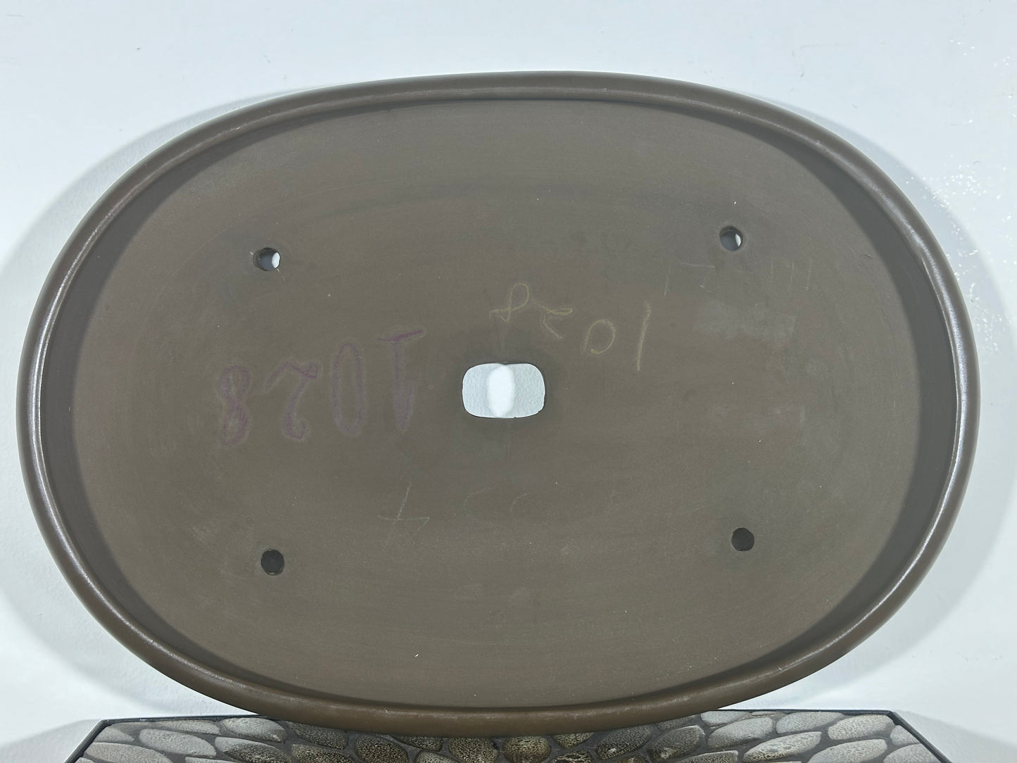 Preowned Japanese Tokoname Unglazed Shallow Oval Bonsai Pot Shigaraki - 18.5” By 13”