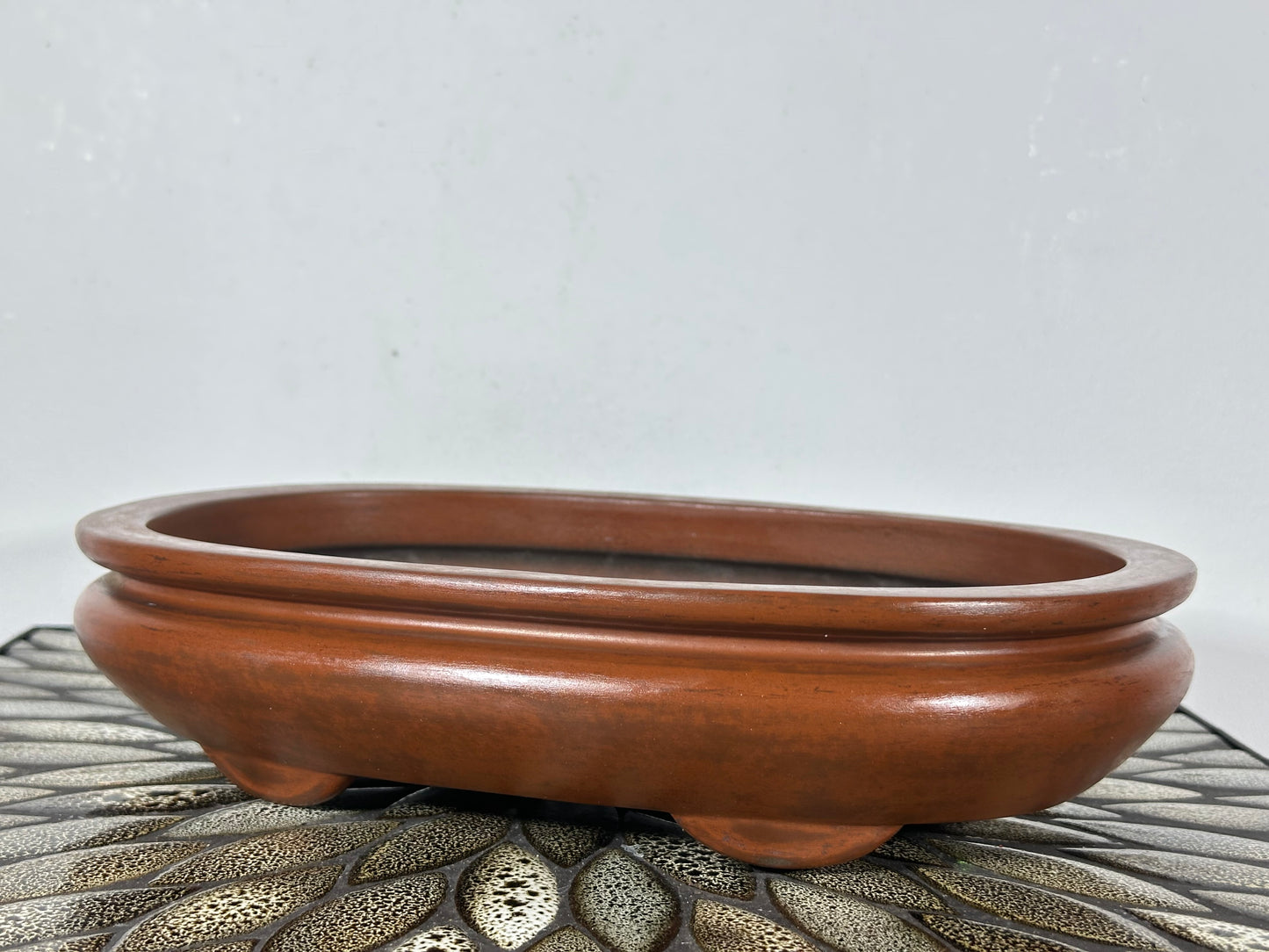 Preowned Japanese Tokoname Unglazed Bag Style Bonsai Pot Yamaaki - 11.75” By 8”