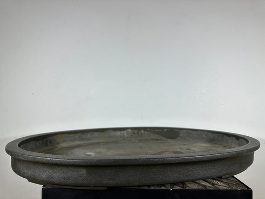 Preowned Japanese Tokoname Unglazed Shallow Oval Bonsai Pot Yamaaki - 28” By 19”