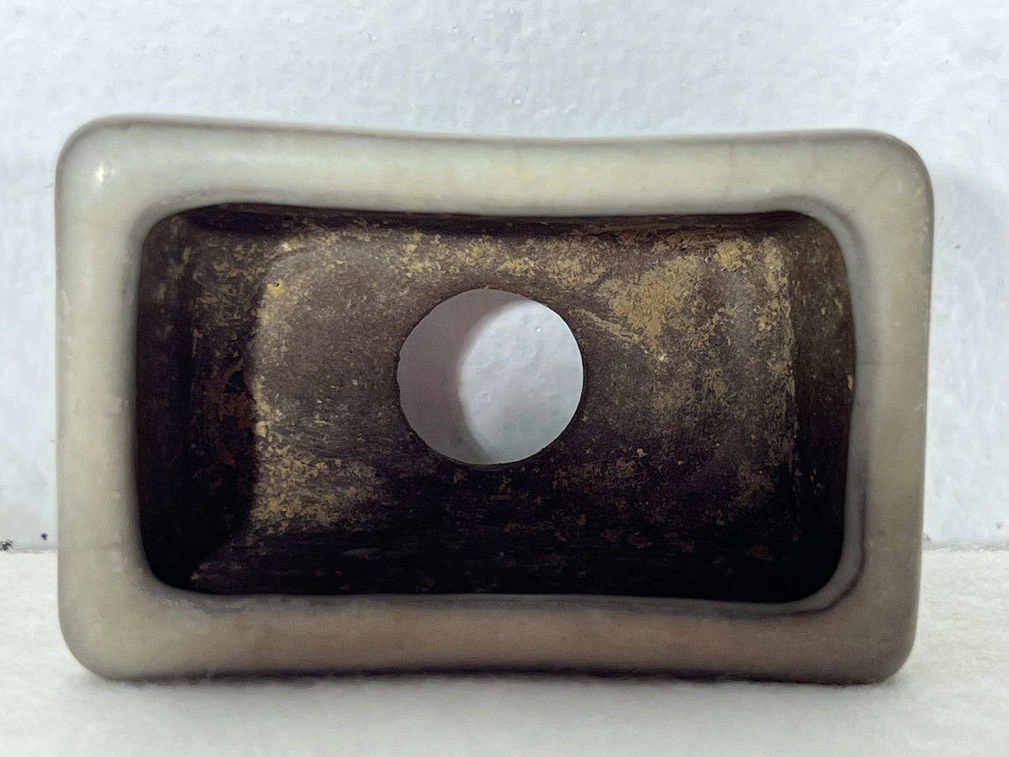 Preowned Japanese Tokoname Rectangular Bonsai Pot Tosui - 2.25” By 1.75”