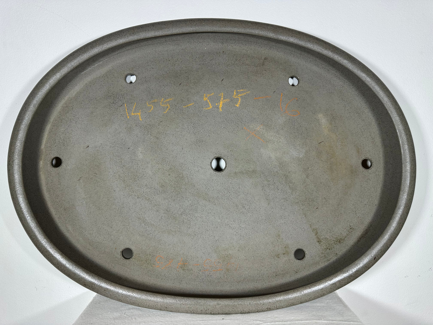 Preowned Japanese Tokoname Unglazed Oval Shallow Bonsai Pot Seizan - 25.25” By 18.25”