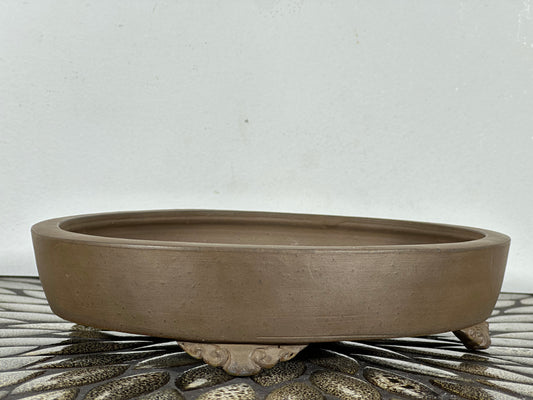 New Japanese Tokoname Unglazed Oval Bonsai Pot EMEI - 9.5” By 8”