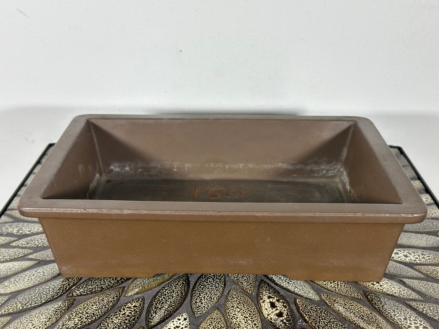 Preowned Japanese Tokoname Rectangular Unglazed Bonsai Pot Kaiyou - 11.25” By 8”