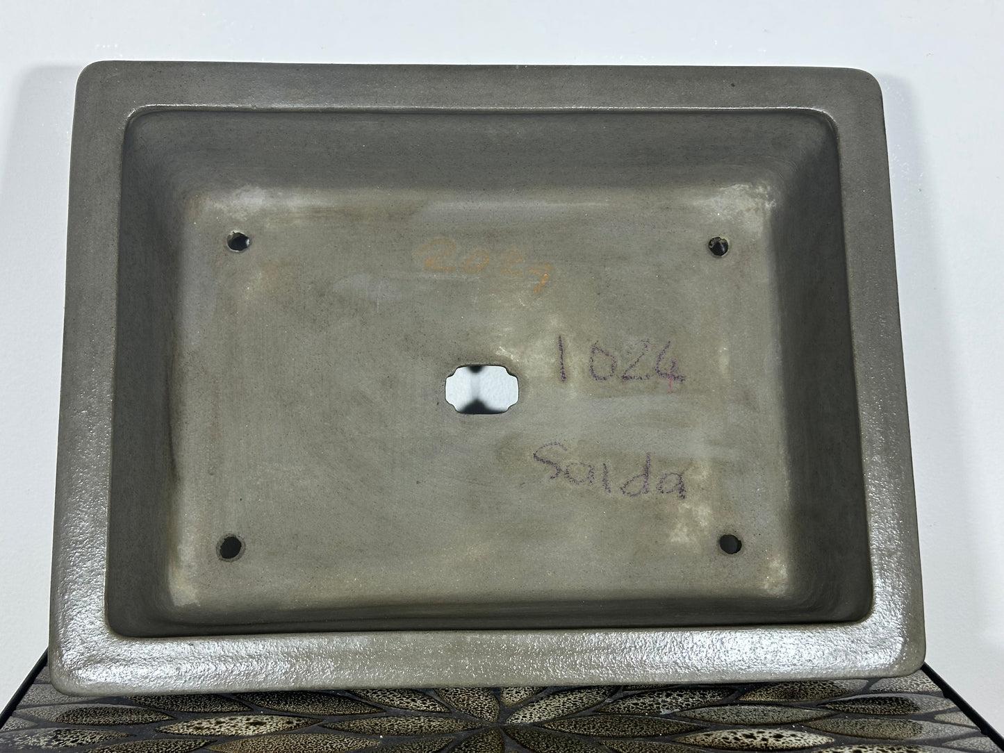 Preowned Japanese Tokoname Unglazed Rectangular Bonsai Pot Saida - 15” By 11.5”