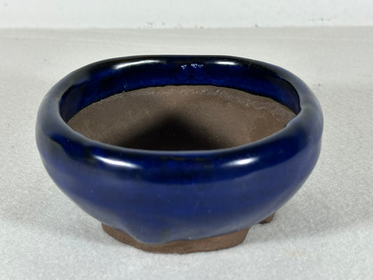 Preowned Japanese Glazed Round Shohin Bonsai Pot - 4” By 1.75”