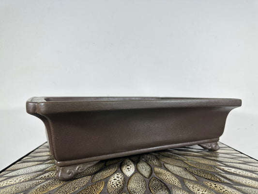 Preowned Japanese Tokoname Unglazed Rectangular Bonsai Pot Yamaaki - 14.5” By 11”