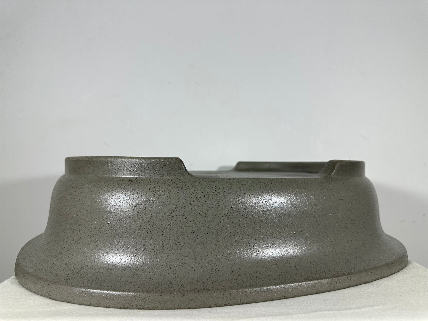 Preowned Japanese Tokoname Unglazed Oval Bonsai Pot Seizan - 18.5” By 14.75”