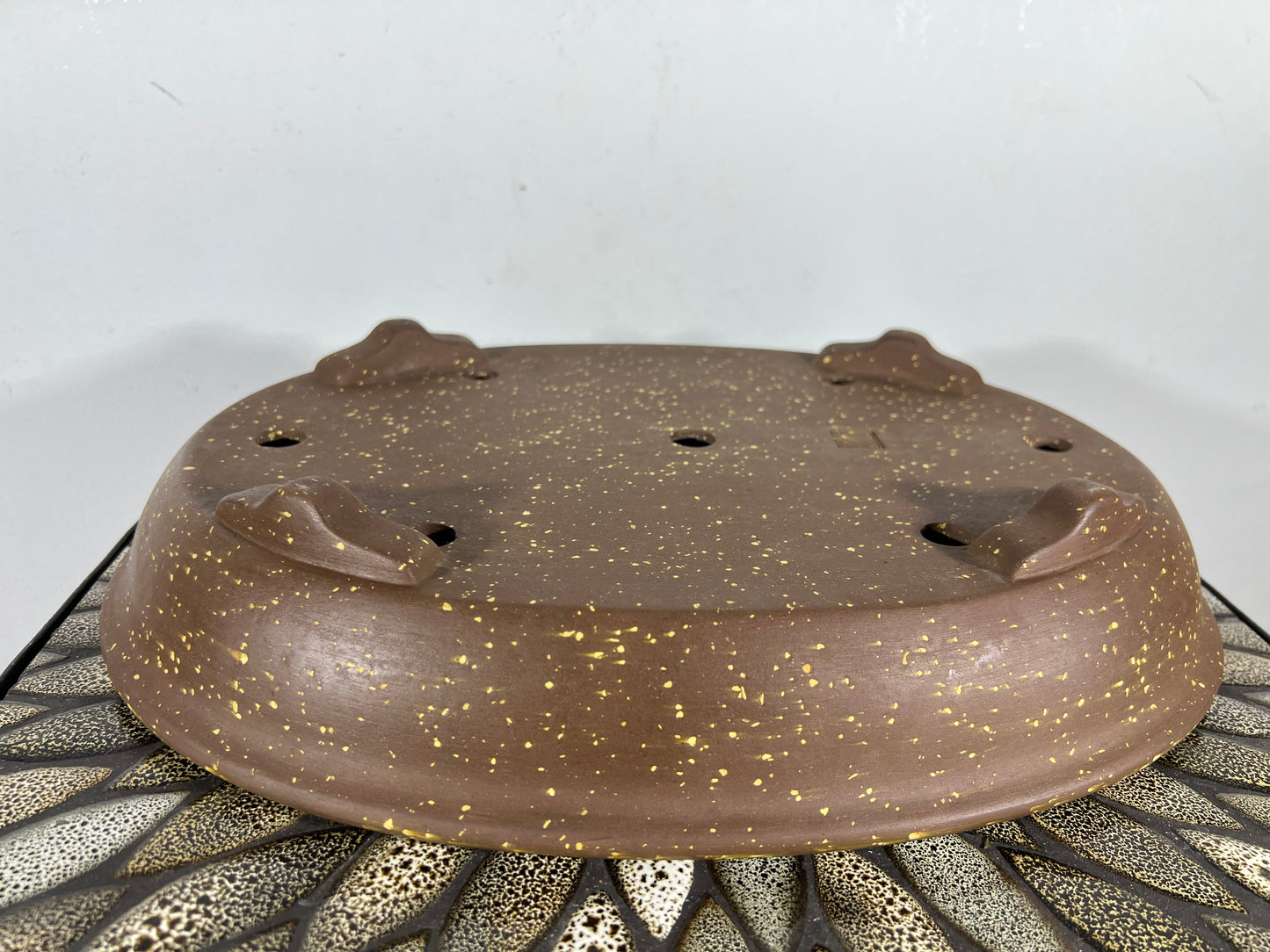 Preowned Japanese Tokoname Unglazed Oval Bonsai Pot Seizan - 14.75” By 11.25”