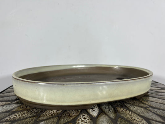 Preowned Japanese Tokoname Shallow Oval Bonsai Pot - 12.75” By 9.25”