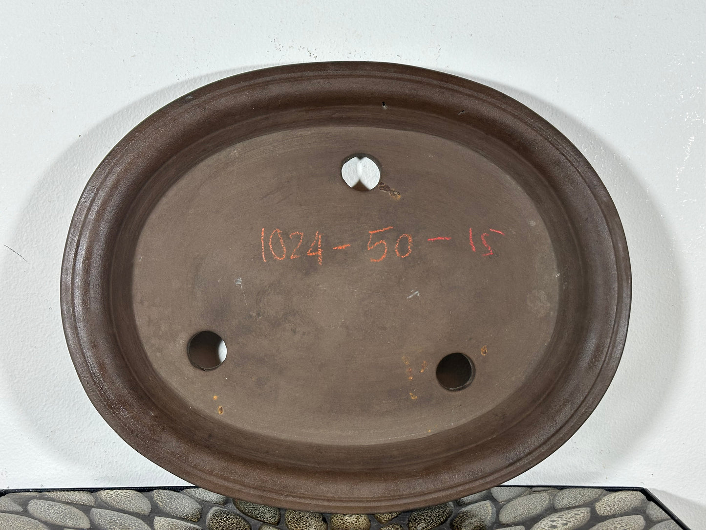 Preowned Japanese Tokoname Unglazed Shallow Oval Bonsai Pot - 13.25” By 10.5”