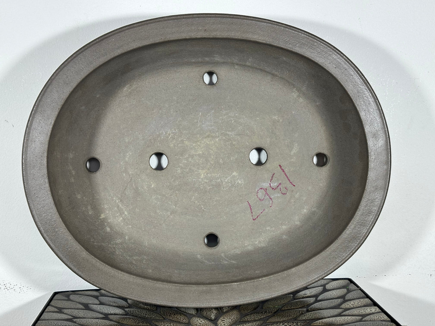 Preowned Japanese Tokoname Oval Bonsai Pot Keizan - 17.25” By 14”