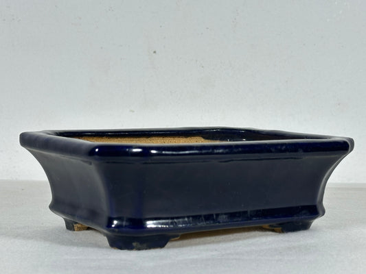 Preowned Japanese Tokoname Glazed Rectangular Bonsai Pot Hatutori - 6.25” By 4.75”