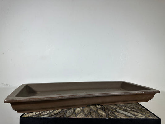 Preowned Japanese Tokoname Rectangular Shallow Bonsai Pot Yamaaki - 22” By 10.25”