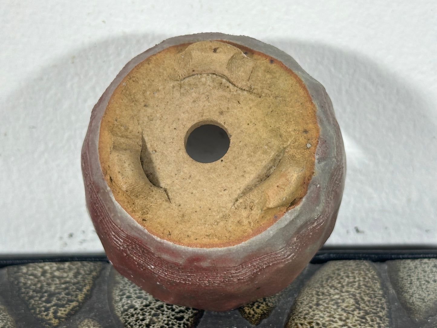 Preowned Japanese Tokoname Glazed Round Bonsai Pot - 2 3/8” By 1.5”