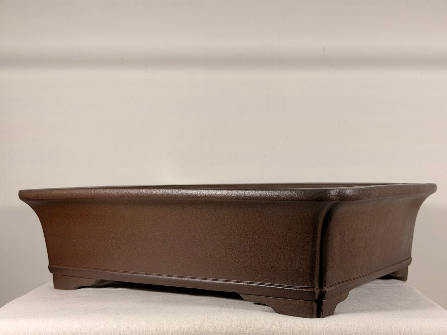 Preowned Japanese Tokoname Unglazed Rectangular Bonsai Pot Yuji Nakano - 16.25” By 13”