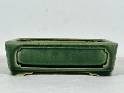 Preowned Japanese Tokoname Glazed Rectangular Bonsai Pot Shibakatsu - 6.25” By 4.75”